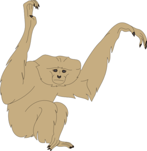 Monkey With Raised Arms Clip Art